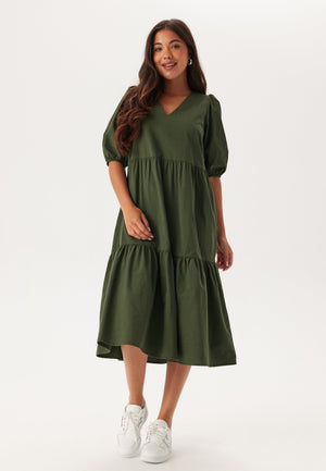 Midi Puff Sleeve Dress
