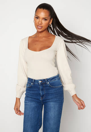 Minnie fine knitted puff sleeve top