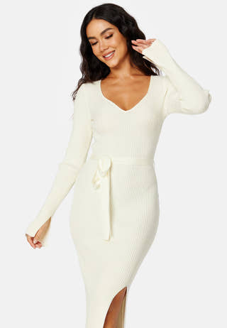 Slit Knitted Midi Dress