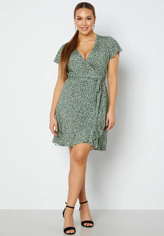 Naomi wrap mini flounce dress