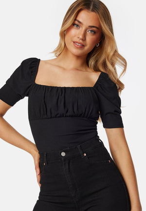 Rushed Square Neck Short Sleeve Top