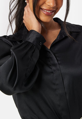 Satin Puff Sleeve Shirt