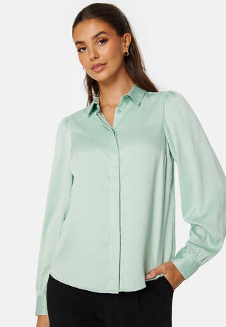 Satin Puff Sleeve Shirt