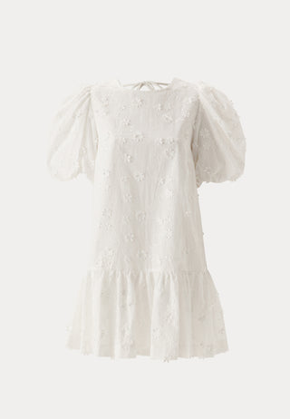 3D Embroidered Puff Sleeve dress