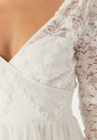 3D Flower L/S Lace Dress