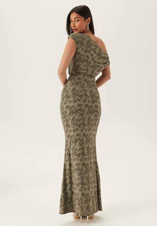 Asymmetric Draped Burnout Maxi Dress