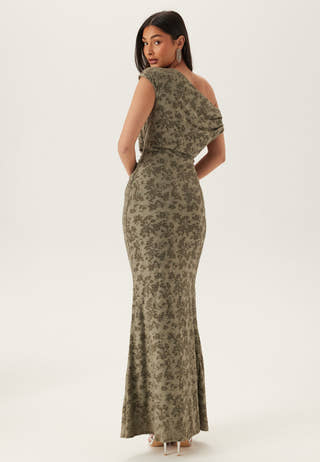 Asymmetric Draped Burnout Maxi Dress