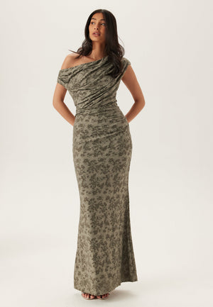 Asymmetric Draped Burnout Maxi Dress