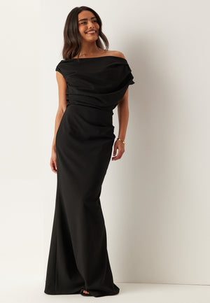 Asymmetric Draped Maxi Dress