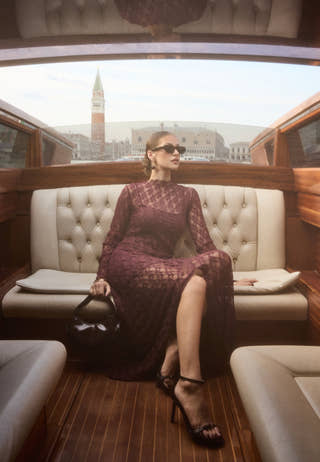 Asymmetric Lace Maxi Dress