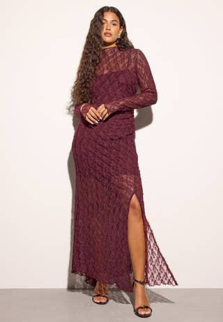 Asymmetric Lace Maxi Dress