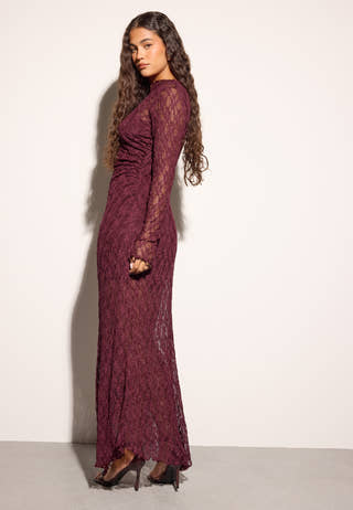 Asymmetric Lace Maxi Dress