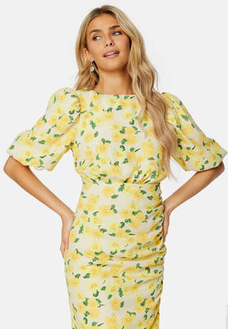 Puff Sleeve Bow Midi Dress