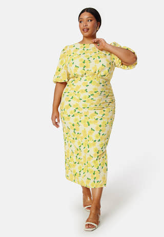 Puff Sleeve Bow Midi Dress