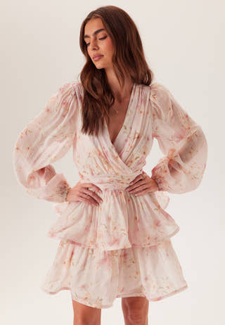 Balloon Sleeve Short Flounce Dress