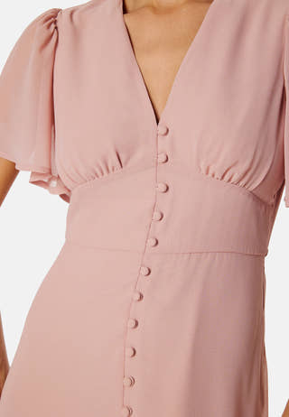 Butterfly Sleeve Button Gown