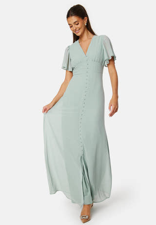 Butterfly Sleeve Button Gown