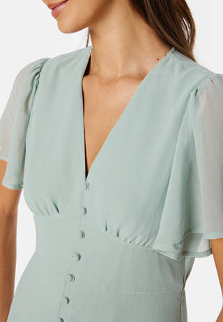 Butterfly Sleeve Button Gown