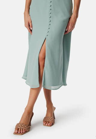 Butterfly Sleeve Button Midi Dress