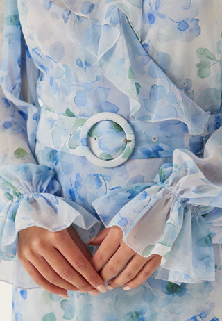 Belted Chiffon Midi Dress