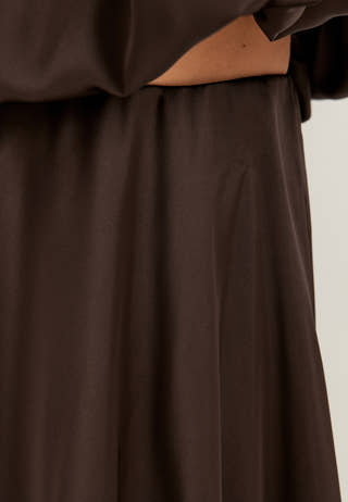 Bubble-Hem Satin Ankle Skirt