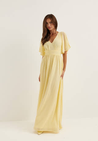 Butterfly Sleeve Chiffon Gown