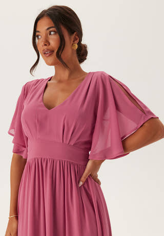 Butterfly Sleeve Chiffon Gown