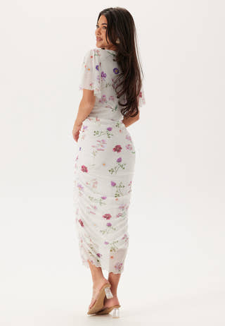 Butterfly Sleeve Mesh Ankle Dress