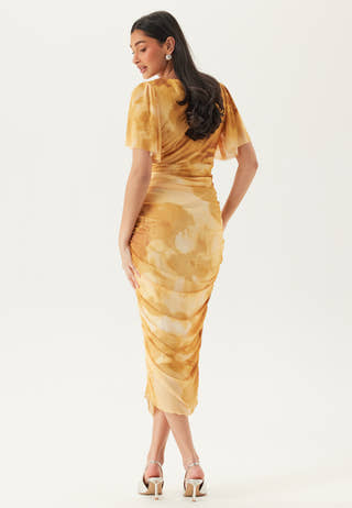 Butterfly Sleeve Mesh Ankle Dress