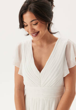 Butterfly Sleeve Pleated Wedding Gown