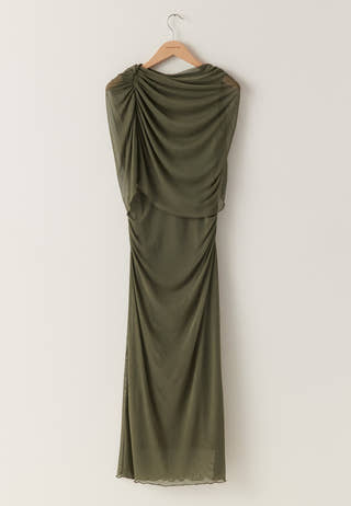 Cape Mesh Ankle Dress