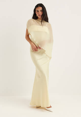 Cape Satin Maxi Dress