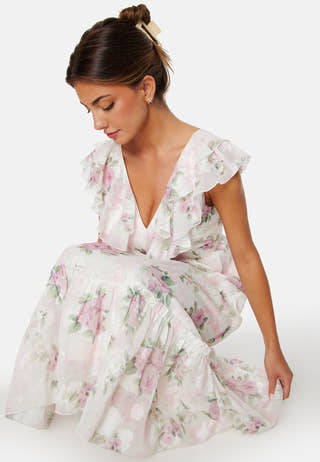 Flounce Jacquard Midi Dress