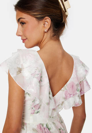 Flounce Jacquard Midi Dress