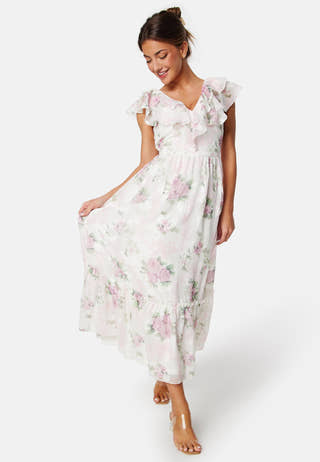 Flounce Jacquard Midi Dress