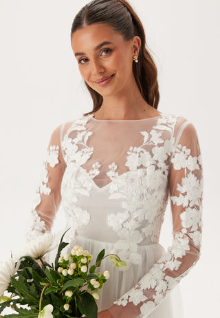 Floral Embroidered Tulle Wedding Gown