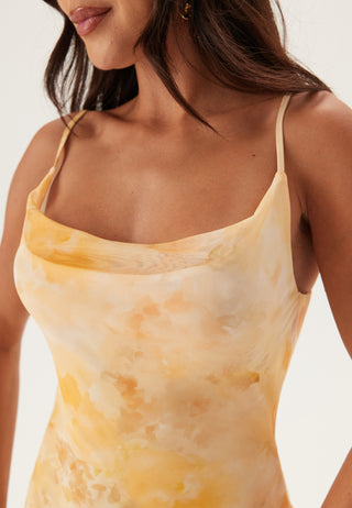 Cowl Neck Mesh Dress