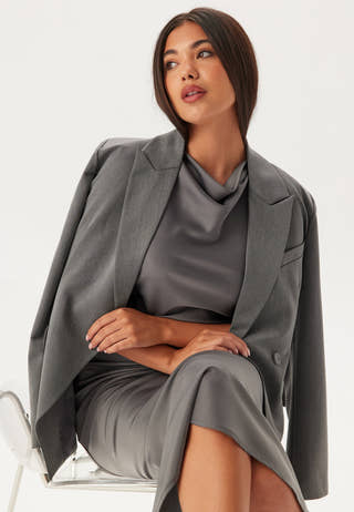 Cowl Neck Satin Midi Dress