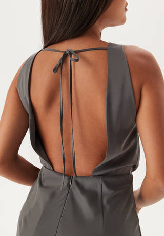 Cowl Neck Satin Midi Dress
