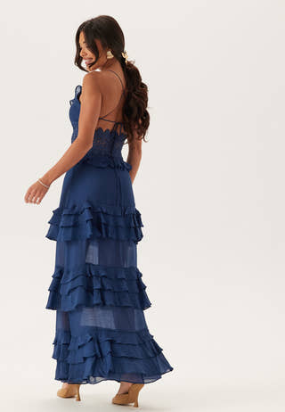 Crochet Waist Flounce Maxi Dress