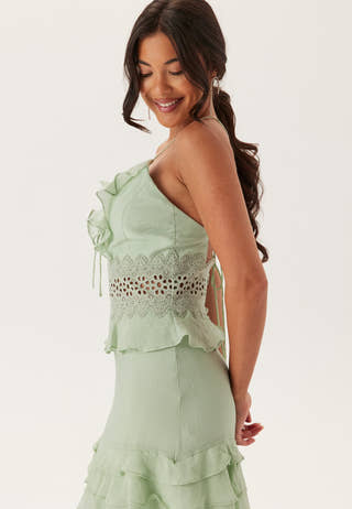 Crochet Waist Flounce Maxi Dress