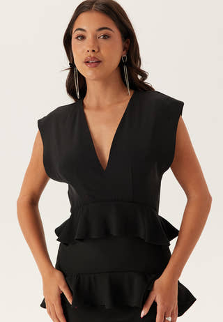 Deep V-Neck Flounce Gown