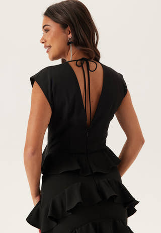 Deep V-Neck Flounce Gown