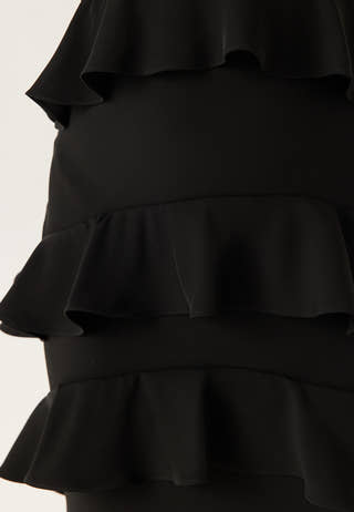 Deep V-Neck Flounce Gown