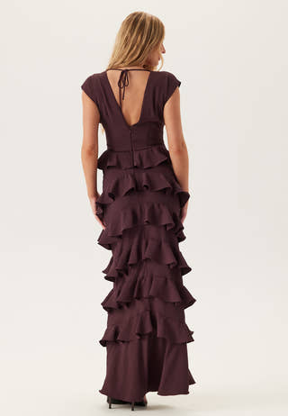 Deep V-Neck Flounce Gown