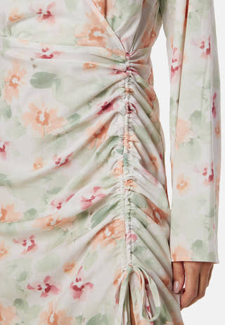 Drawstring L/S Midi Dress