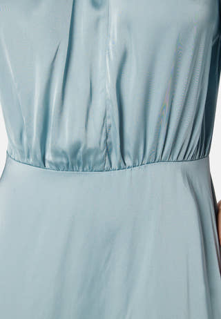 Butterfly Sleeve Satin Midi Dress