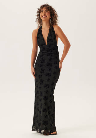Flocked Halterneck Stretch Gown