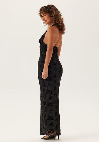 Flocked Halterneck Stretch Gown