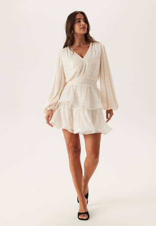 Flounce Balloon Sleeve Sequin Dress